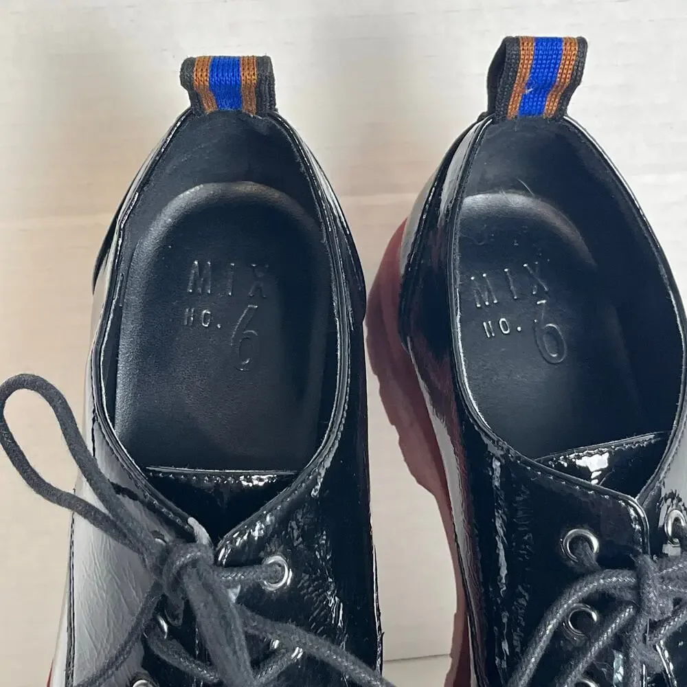Mix No 6 Black Patent Platform Oxfords Size 7